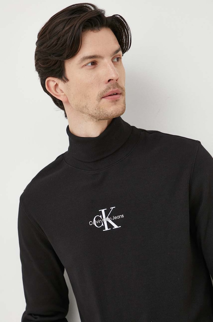 Tričko s dlhým rukávom Calvin Klein Jeans čierna J30J324003