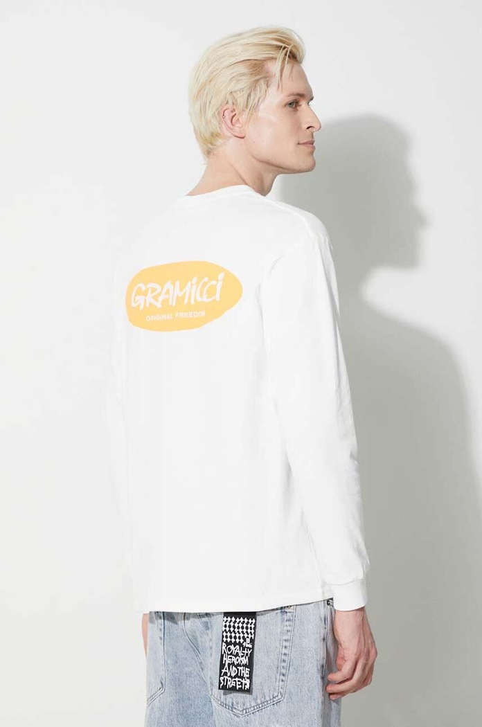 Odjeća Pamučna majica dugih rukava Gramicci Original Freedom Oval Longsleeve Tee G3FU.T072 bijela