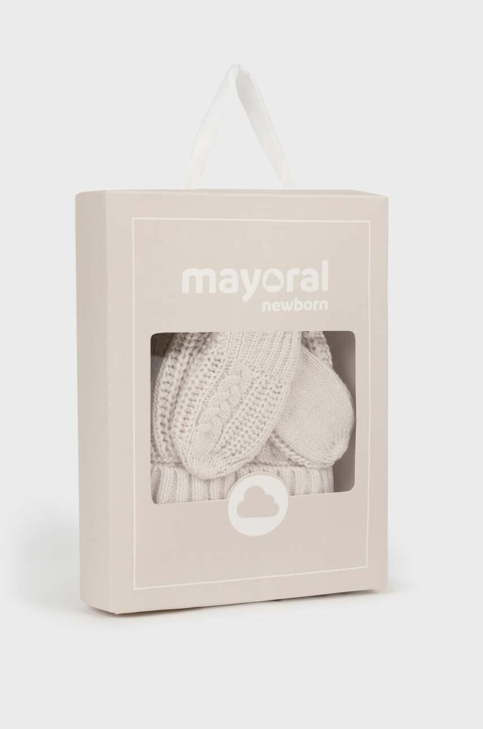 Mayoral Newborn caciula si manusi copii bej 9666.1L.Newborn.9BYX