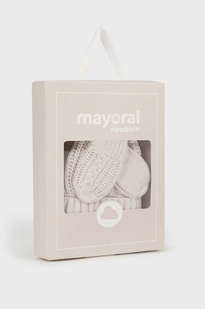 Mayoral Newborn caciula si manusi copii bej 9666.1L.Newborn.9BYX
