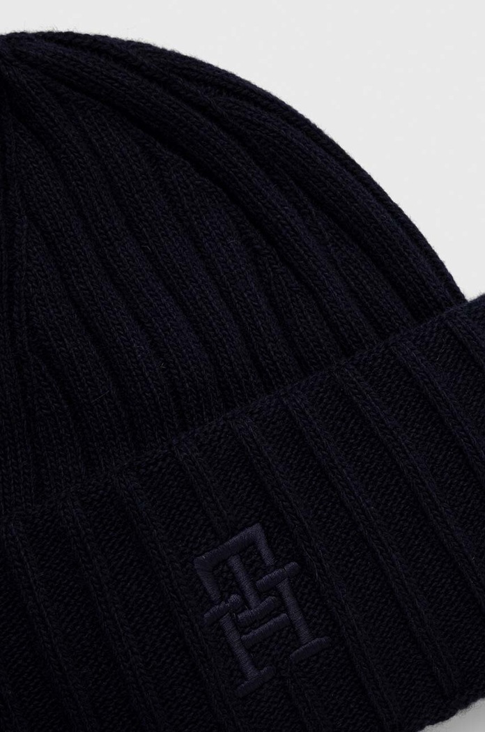 Akcesoria Tommy Hilfiger czapka z domieszką wełny AW0AW15153 granatowy