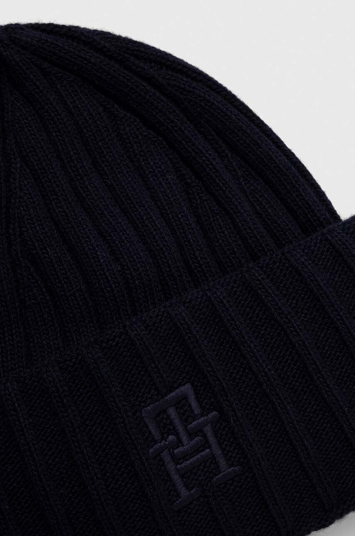 Akcesoria Tommy Hilfiger czapka z domieszką wełny AW0AW15153 granatowy
