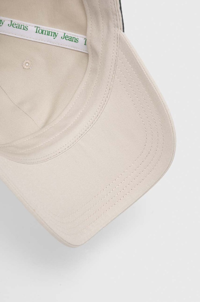 Bombažna bejzbolska kapa Tommy Jeans bež AW0AW14995
