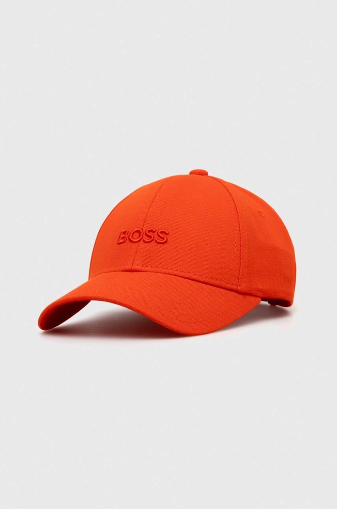 BOSS czapka z daszkiem bawełniana aplikacja pomarańczowy 50495441