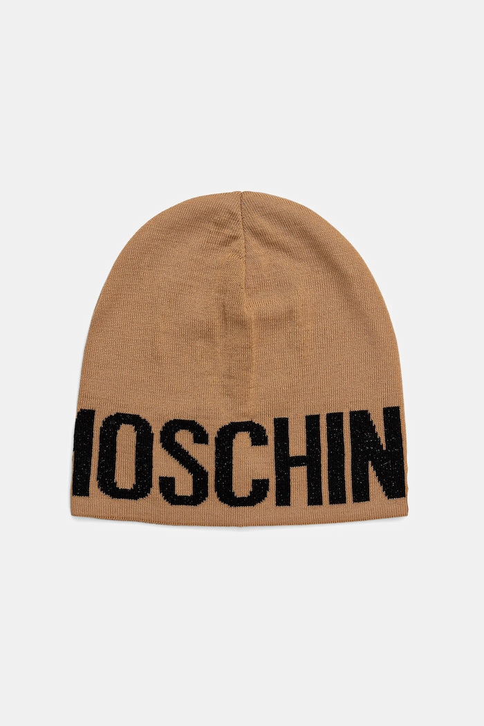 Μάλλινο σκουφί Moschino λεπτό μπεζ M2997.65165