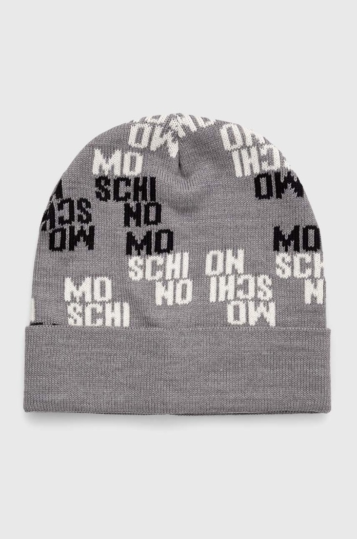 Moschino gyapjú sapka mintás szürke M5748.60098