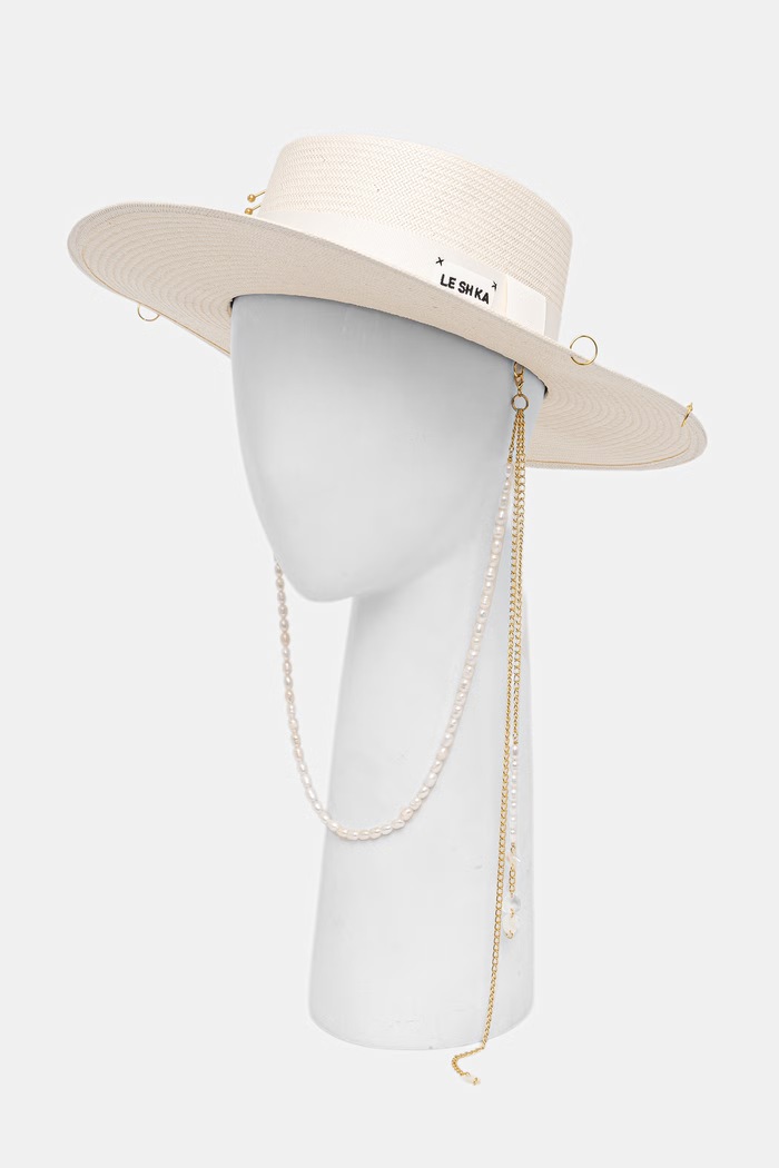 LE SH KA headwear Kapelusz damski pleciony White Canotier WhiteCanotier beżowy AA00