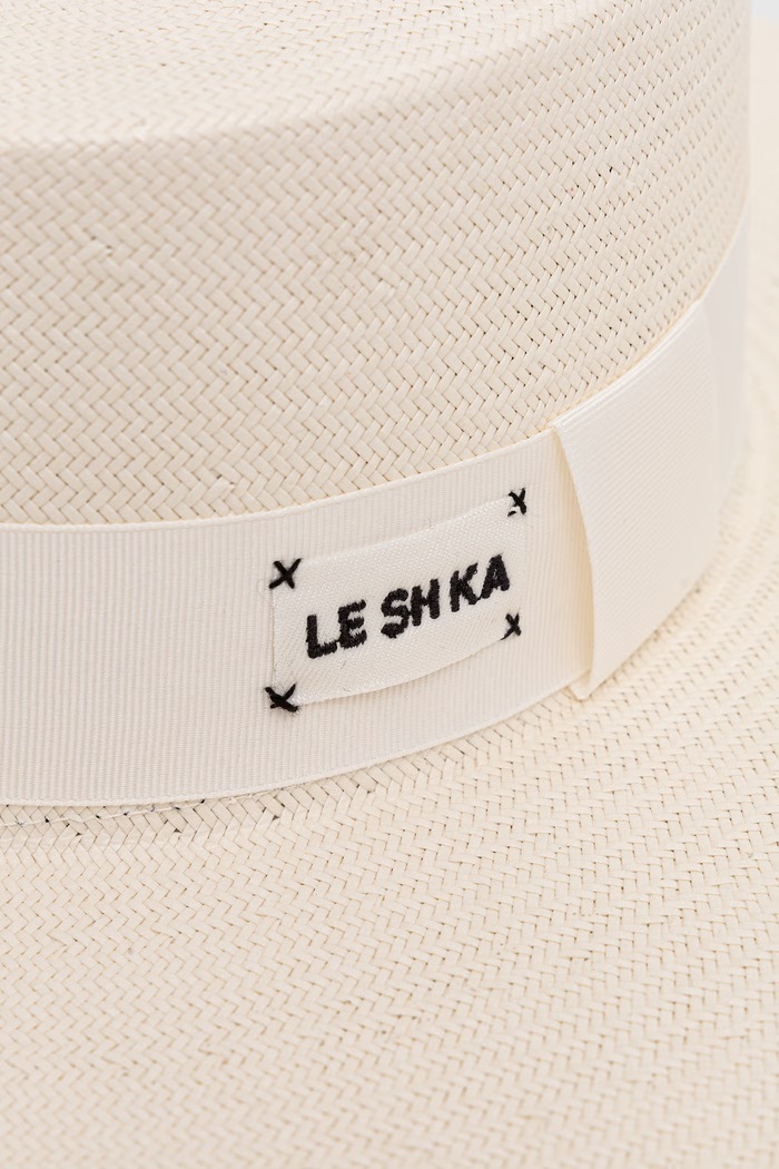 Akcesoria LE SH KA headwear Kapelusz damski pleciony White Canotier WhiteCanotier beżowy