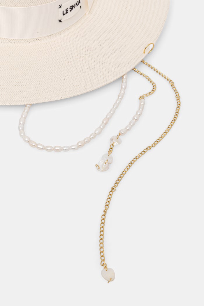 LE SH KA headwear Kapelusz damski pleciony White Canotier WhiteCanotier