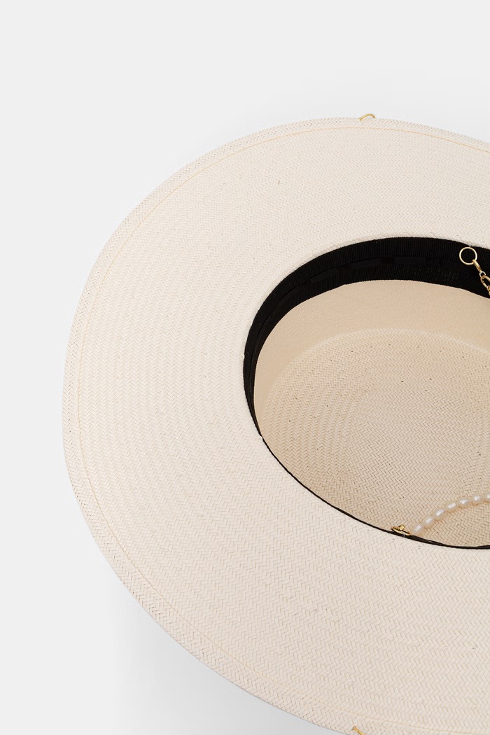 LE SH KA headwear Kapelusz damski pleciony White Canotier WhiteCanotier