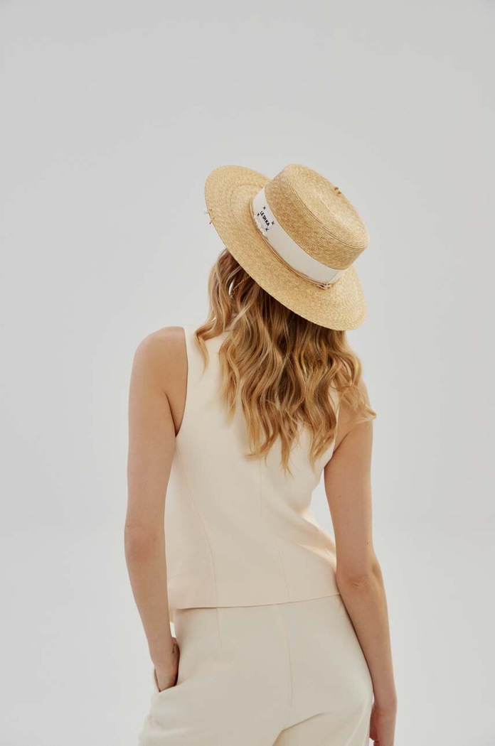 Accesorii LE SH KA headwear LE SH KA pălărie pentru femei împletită White Canotier WhiteCanotier bej