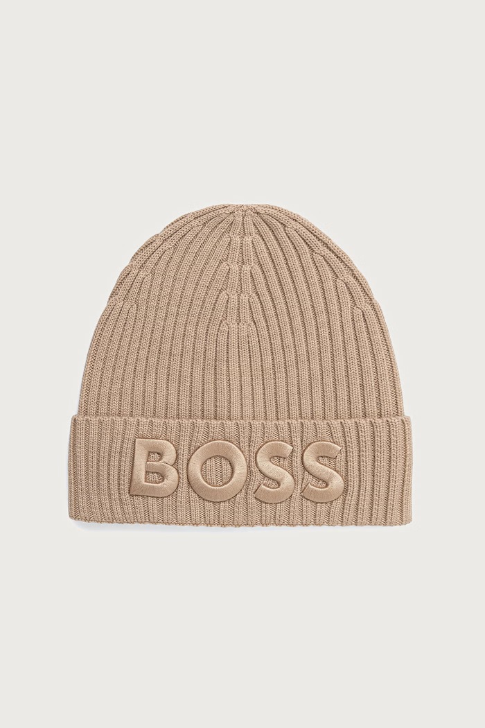 BOSS Čiapka beanie dámska vlnená Lara_hat béžová 50497815