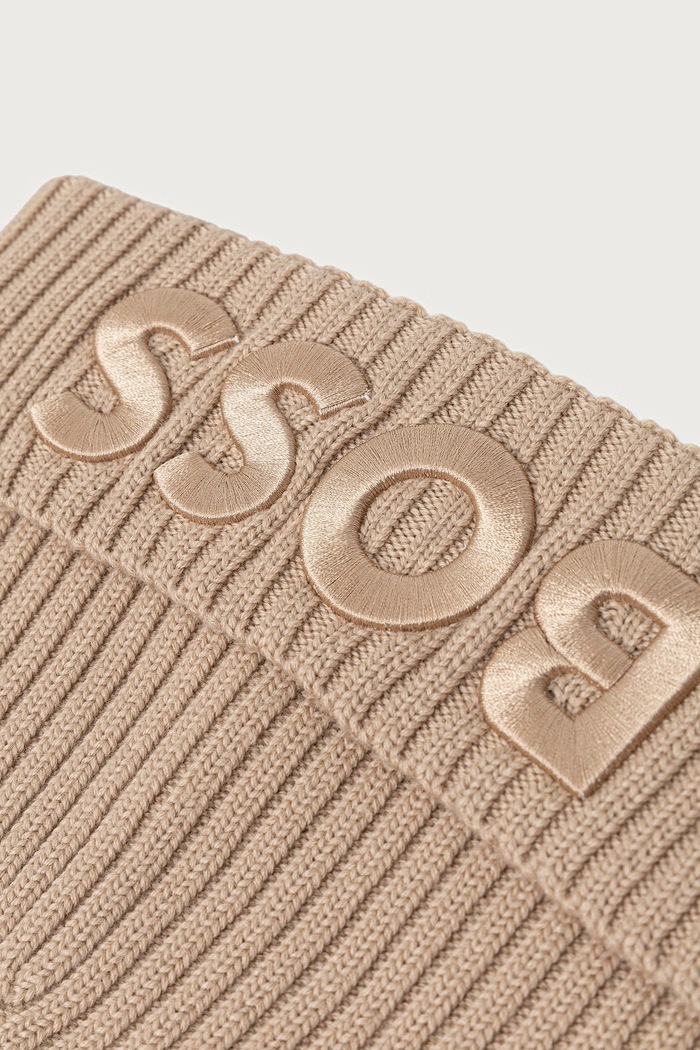 BOSS Čiapka beanie dámska vlnená Lara_hat 50497815 béžová AW25