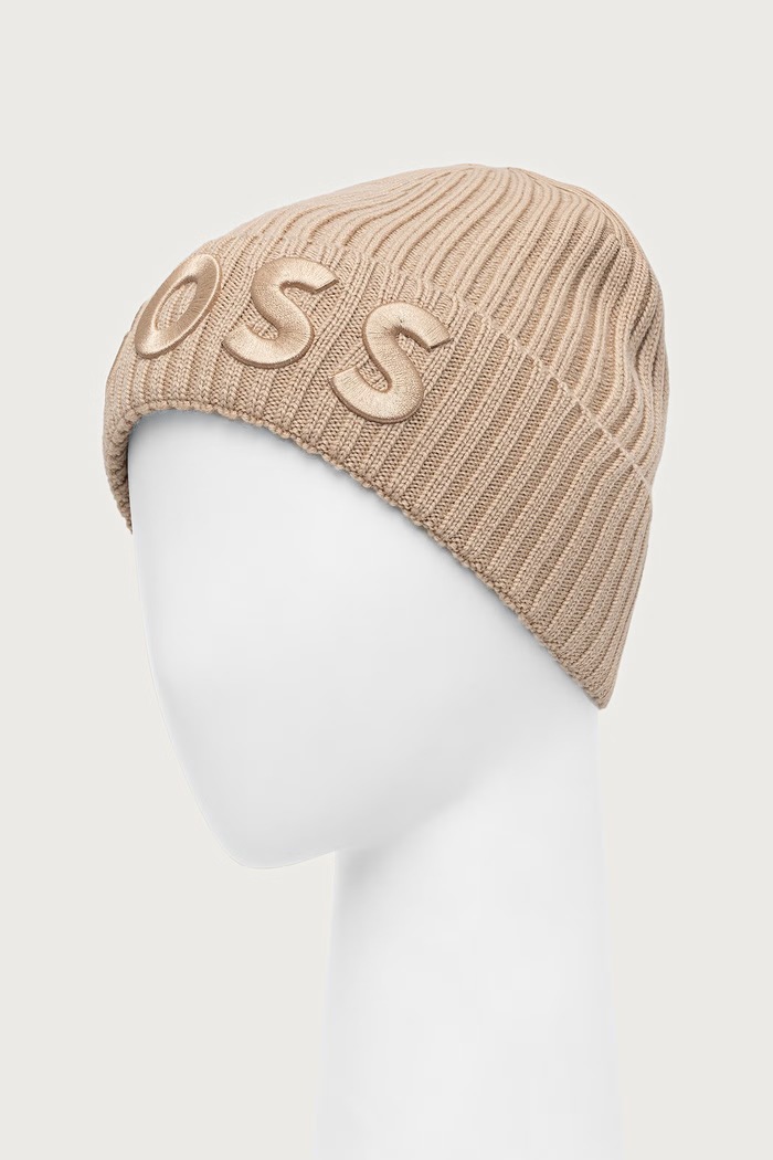 Doplnky BOSS Čiapka beanie dámska vlnená Lara_hat 50497815 béžová