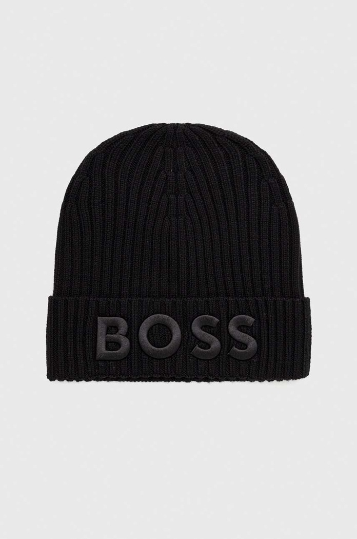 Μάλλινο σκουφί BOSS Gelio-C_Sz40 μαλλί μαύρο 50497815
