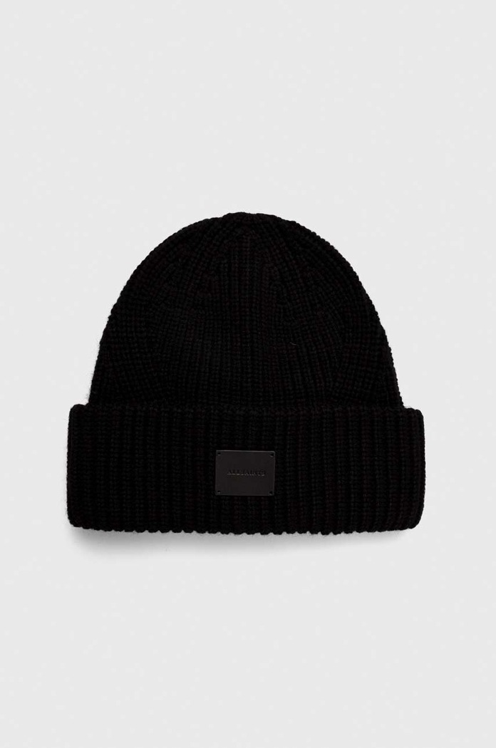 AllSaints caciula din amestec de lana imprimeu negru AS101343