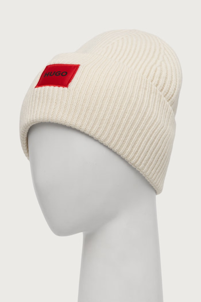 HUGO czapka damska z wełną Saffa_hat 50502579 beżowy AW25