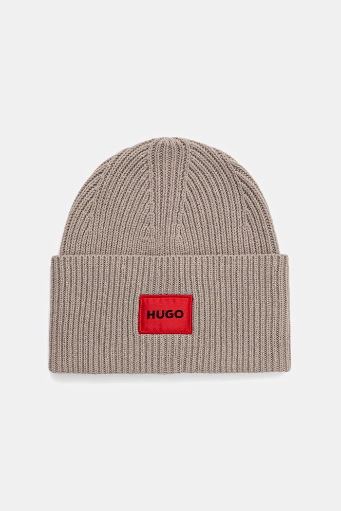 HUGO gyapjú sapka aplikációval bézs 50502579