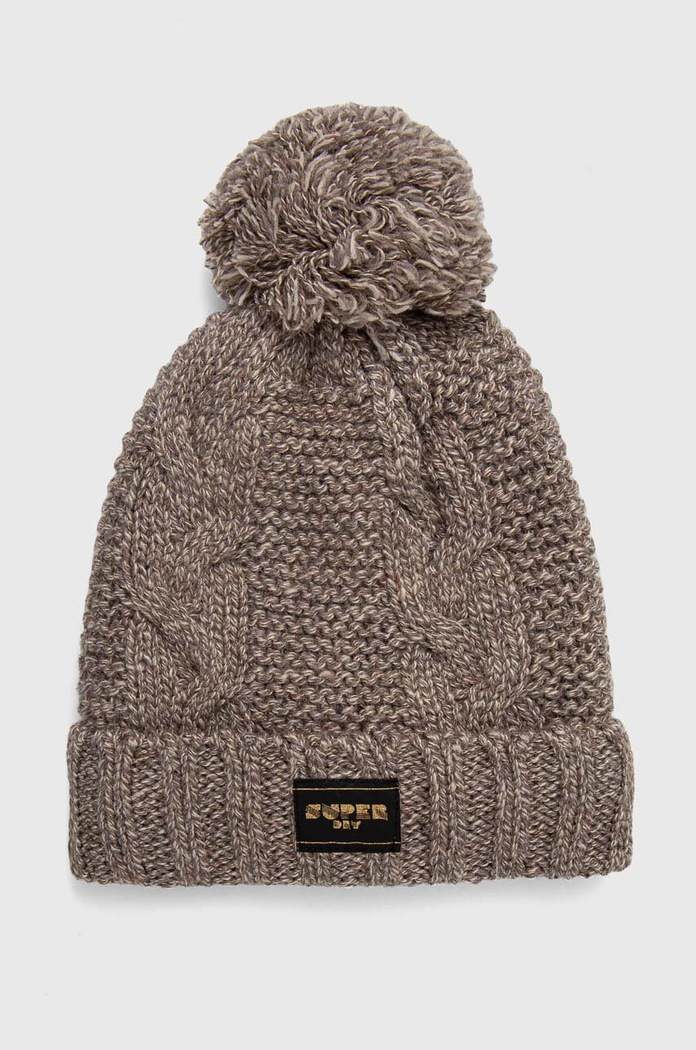 Čepice z vlněné směsi Superdry s příměsí vlny béžová W9010163A.1JO
