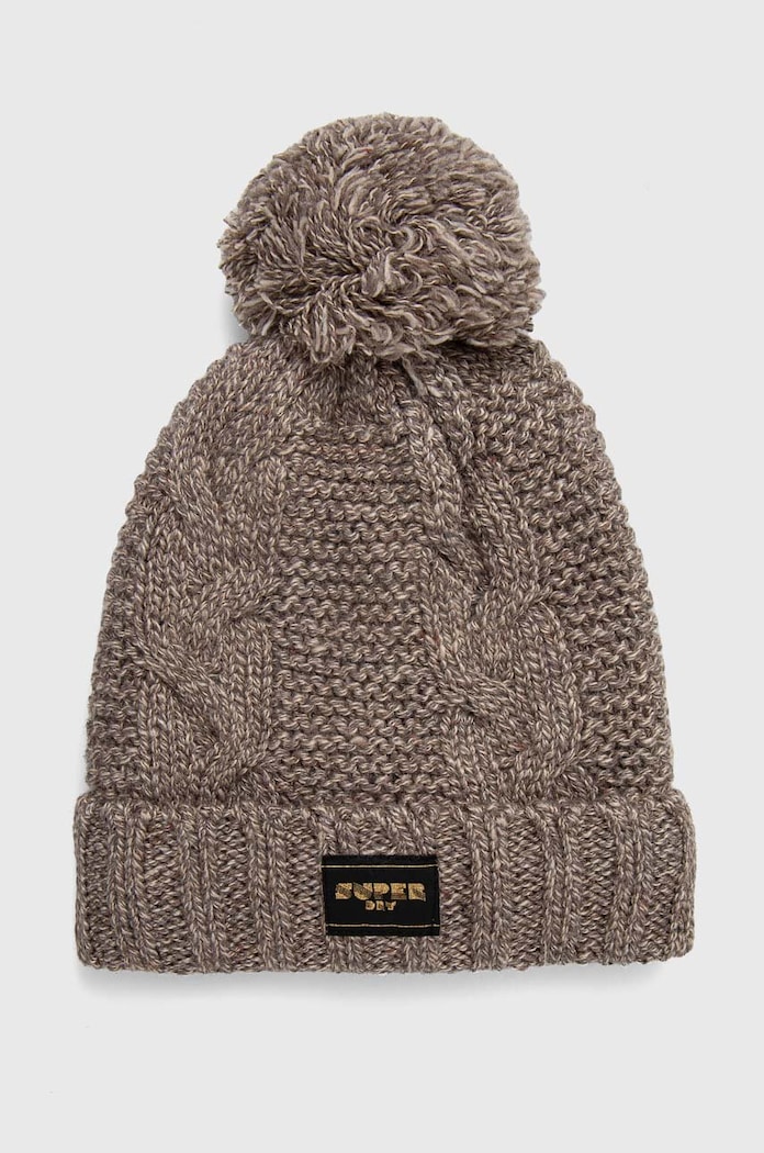 Čepice z vlněné směsi Superdry s příměsí vlny béžová W9010163A.1JO