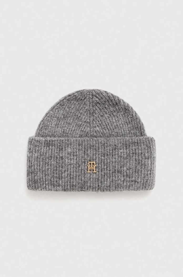 Kapa s dodatkom vune Tommy Hilfiger melanž siva AW0AW15319