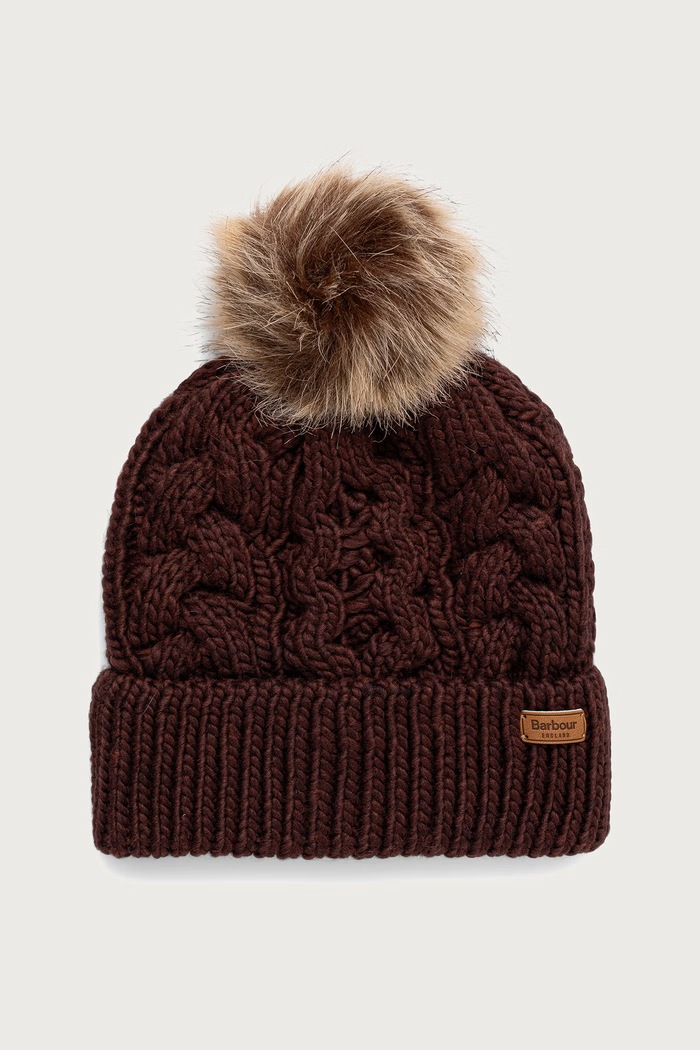 Barbour Czapka z pomponem damska brązowy LHA0386