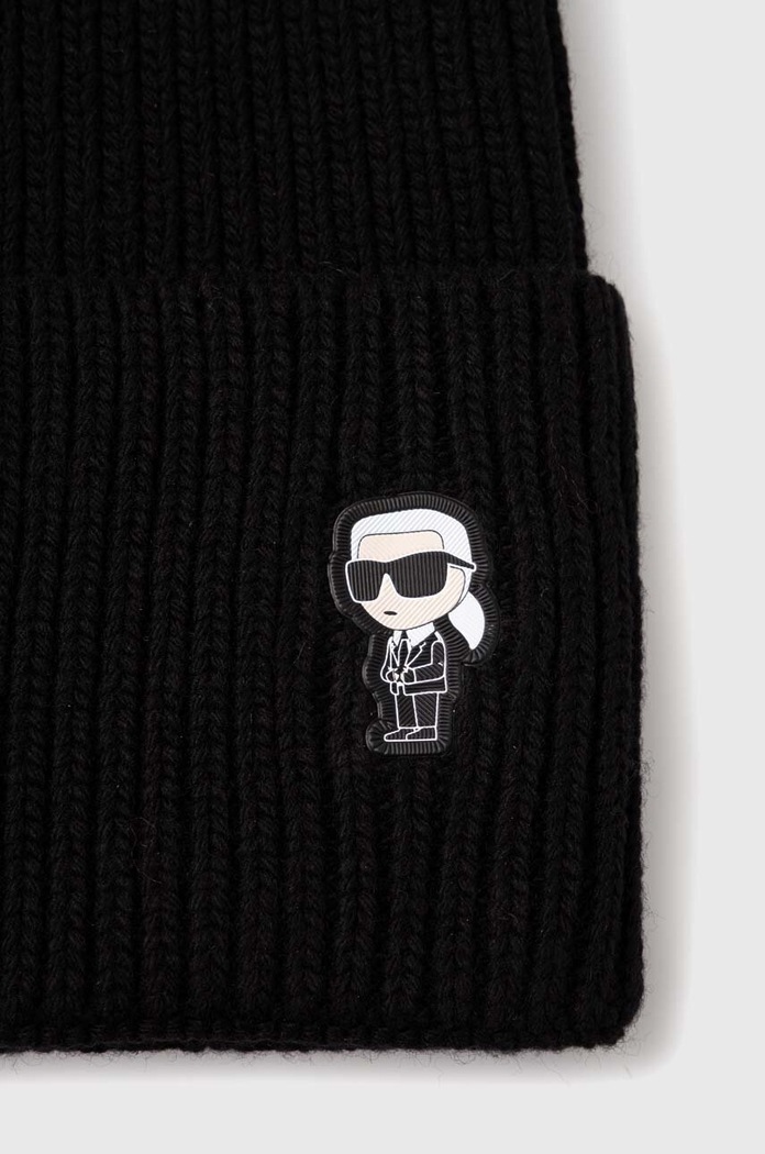 Akcesoria Karl Lagerfeld czapka z domieszką wełny 236W3405 czarny