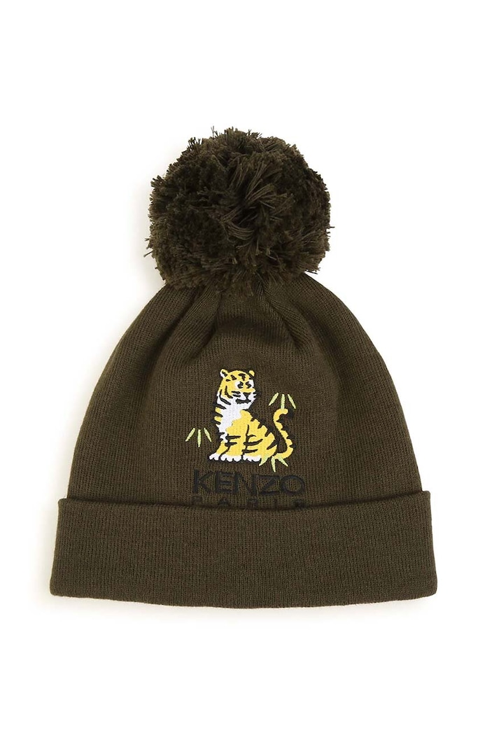 Kenzo Kids czapka z domieszką kaszmiru dziecięca z domieszką wełny zielony K51031.54.56