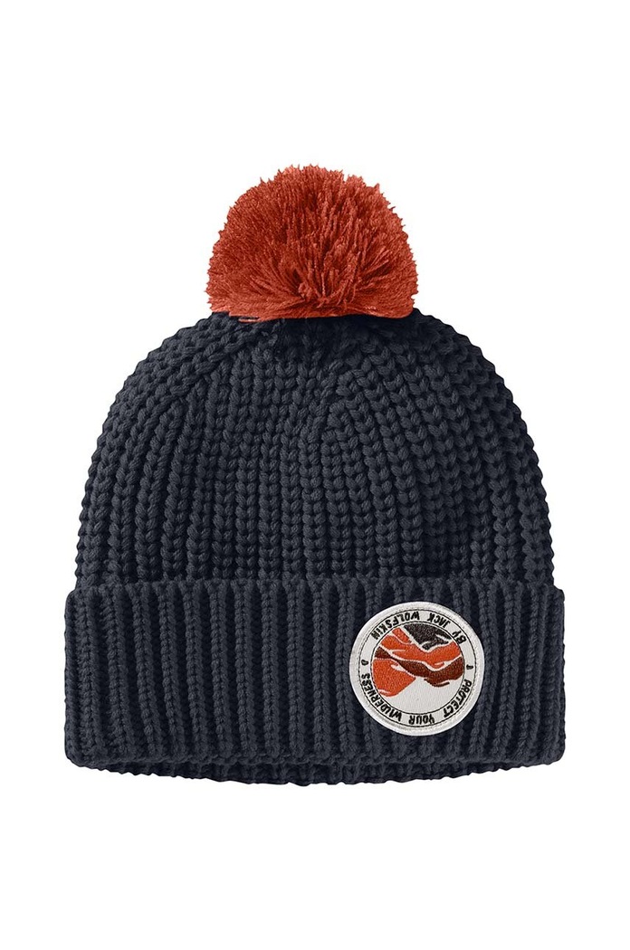 Detská čiapka Jack Wolfskin POMPOM BADGE stredne hrubá tmavomodrá 1911751