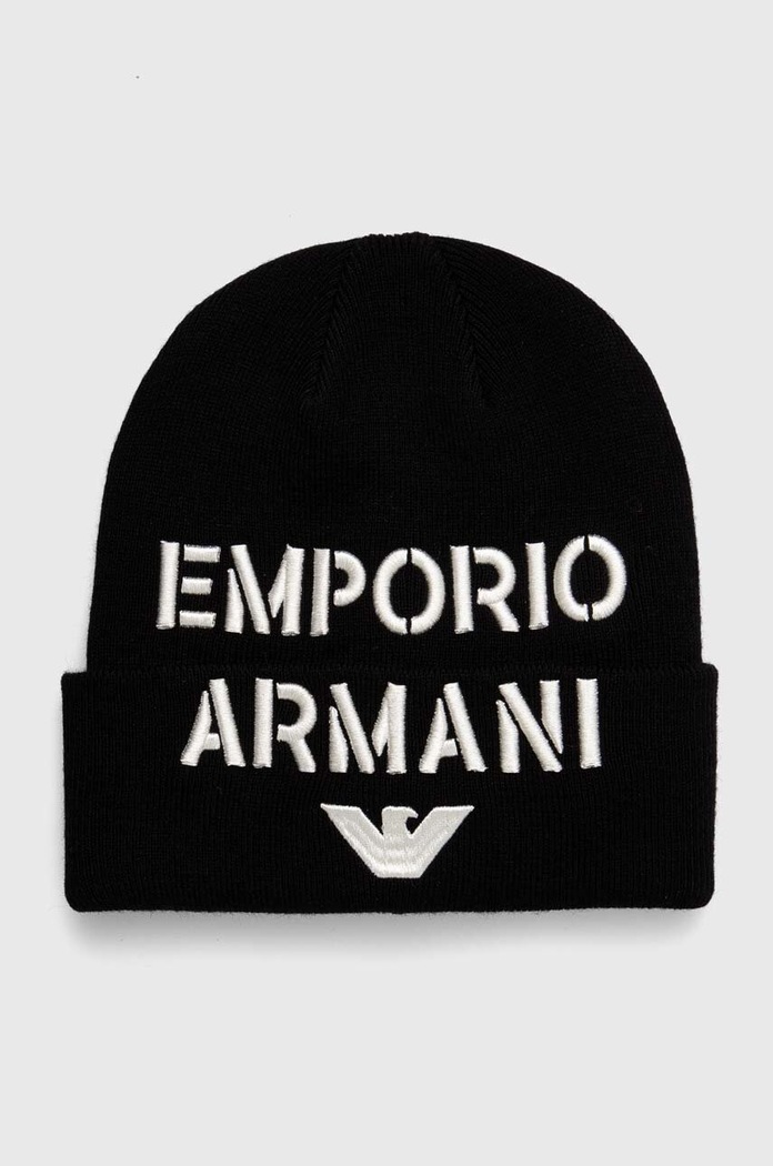 Detská čiapka s prímesou vlny Emporio Armani s prímesou vlny čierna 404688.3F570