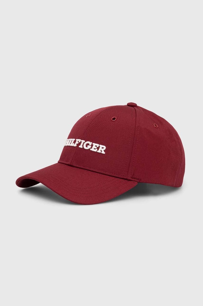 Tommy Hilfiger czapka z daszkiem aplikacja bordowy AM0AM11250