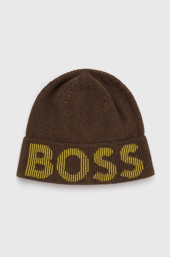 BOSS czapka z domieszką wełny z domieszką wełny zielony 50495296