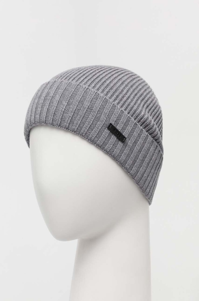 Vlnená čiapka BOSS Fati 50495306 sivá AW25