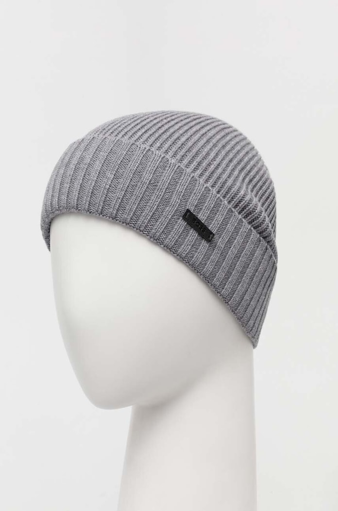 Vlnená čiapka BOSS Fati 50495306 sivá AW25