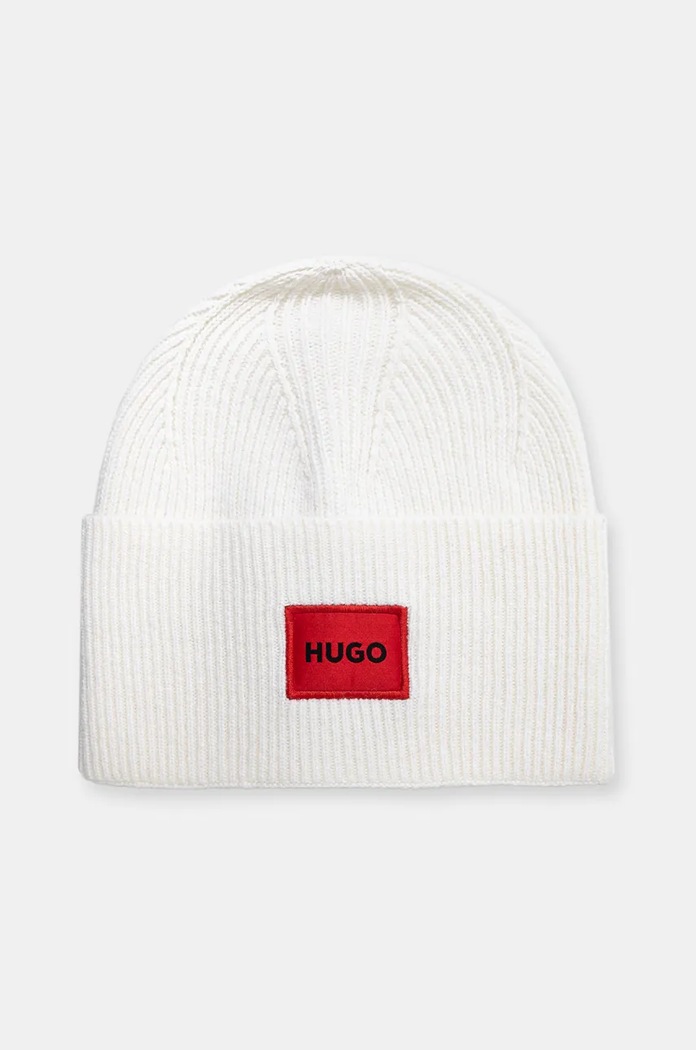 Vlněná čepice HUGO Xaff 6 vlna béžová 50496011