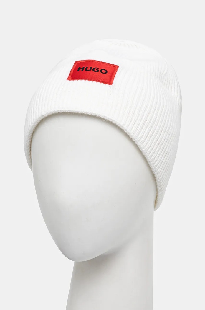 Vlněná čepice HUGO Xaff 6 50496011 béžová AW25