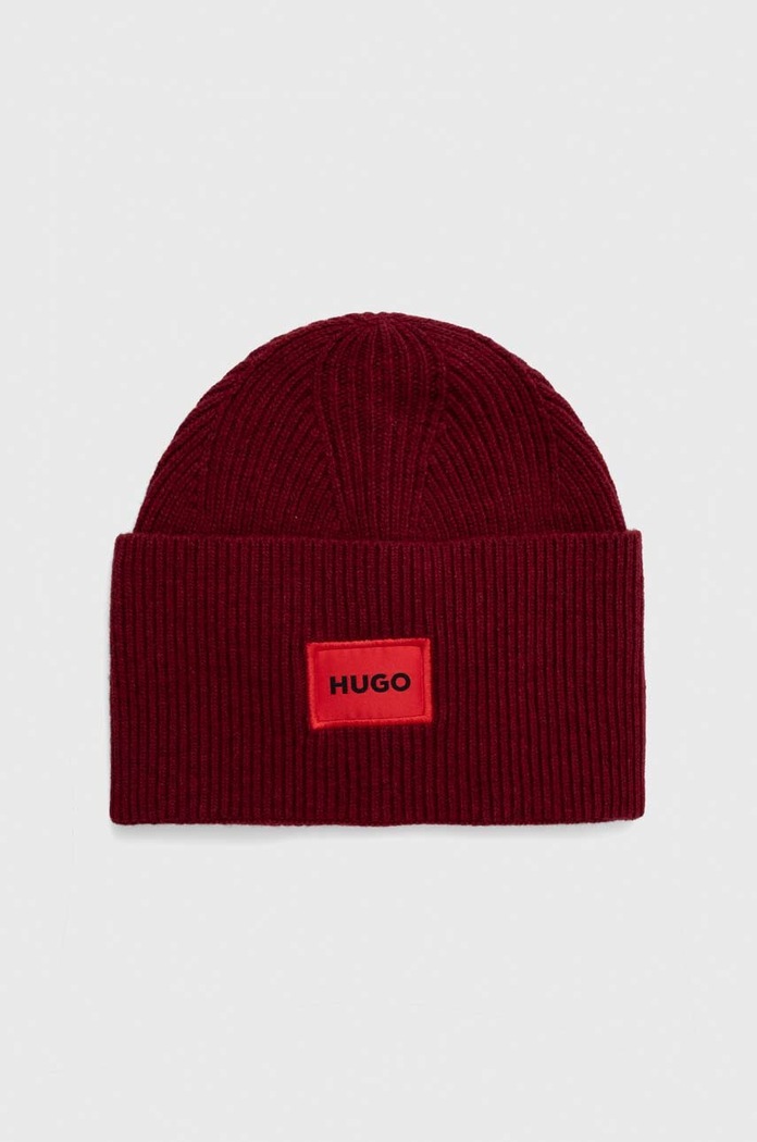 HUGO czapka wełniana Xaff 6 wełna bordowy 50496011