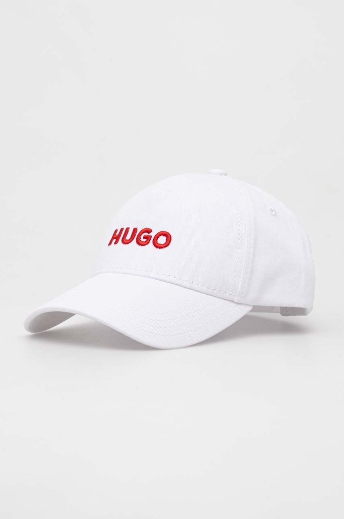 HUGO czapka z daszkiem bawełniana aplikacja biały 50496033