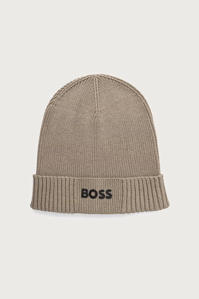 BOSS Green Czapka męska z dodatkiem wełny Asic_Beanie-X beżowy 50499423