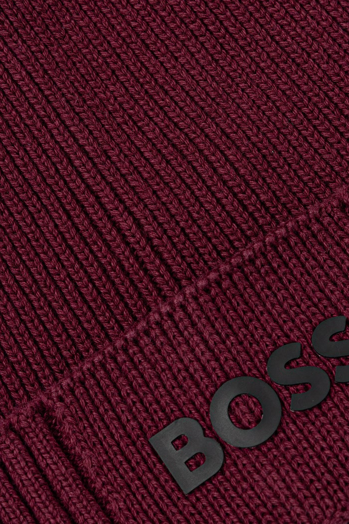 BOSS Green Czapka męska z dodatkiem wełny Asic_Beanie-X 50499423 bordowy AW25