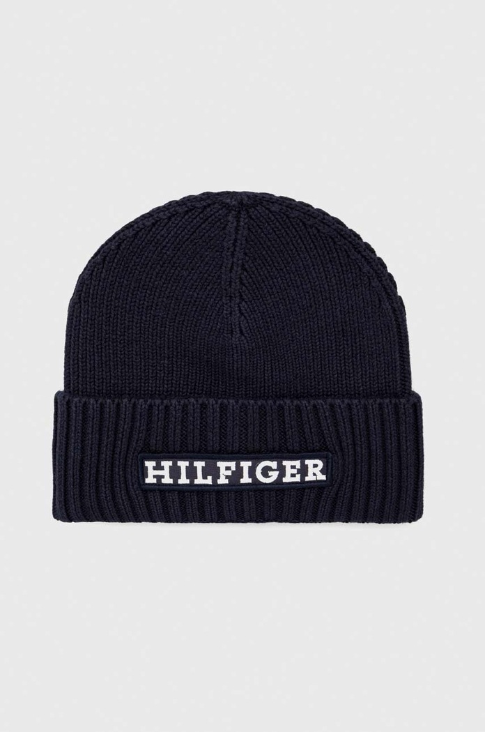 Σκουφί από μείγμα μαλλιού Tommy Hilfiger με μείγμα μαλλιού σκούρο μπλε AM0AM11737