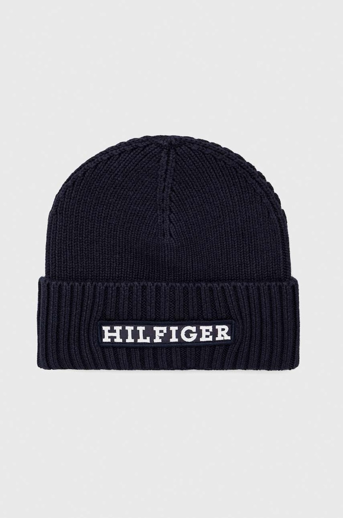 Σκουφί από μείγμα μαλλιού Tommy Hilfiger με μείγμα μαλλιού σκούρο μπλε AM0AM11737