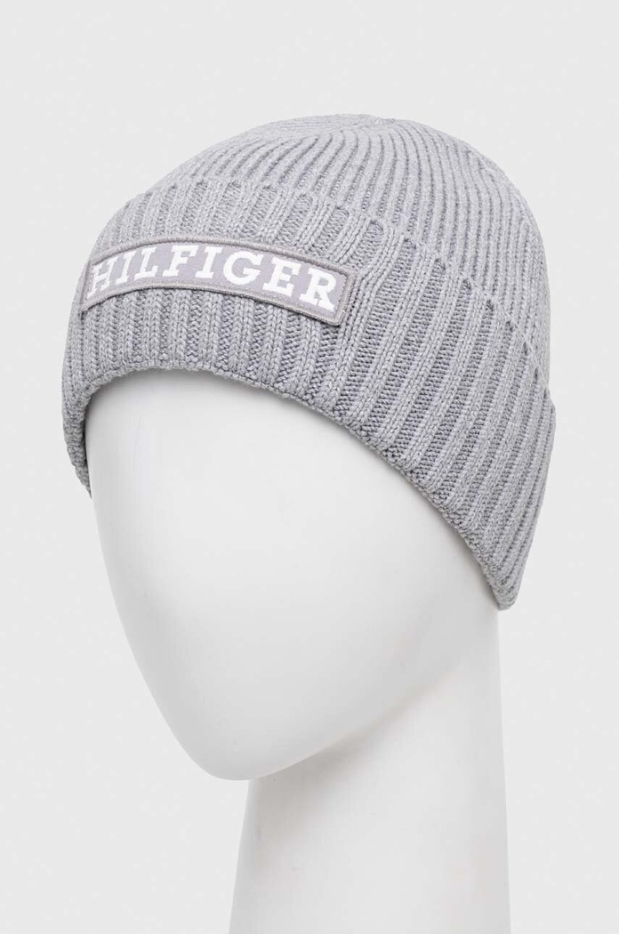 Tommy Hilfiger czapka z domieszką wełny AM0AM11737 szary AW23