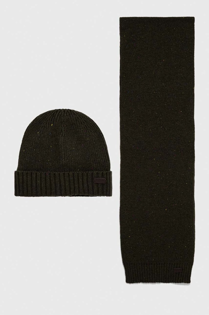 Barbour beanie and scarf Carlton Fleck Beanie & Scarf Gift Set wool-blend green MGS0047