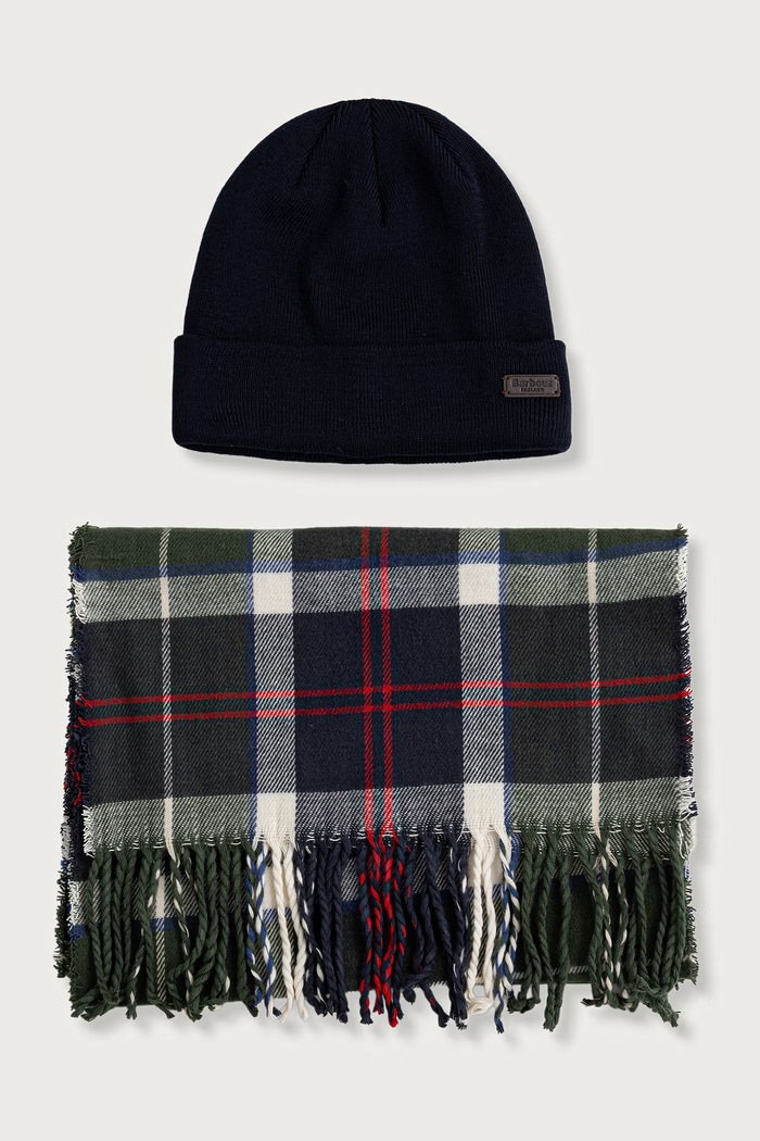 Barbour Czapka i szalik męskie Swinton & Galingale granatowy MGS0079