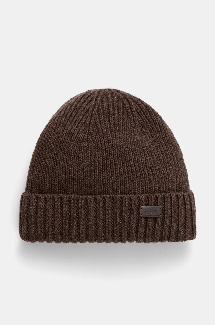 Barbour Czapka beanie męska z wełną Carlton Beanie brązowy MHA0449