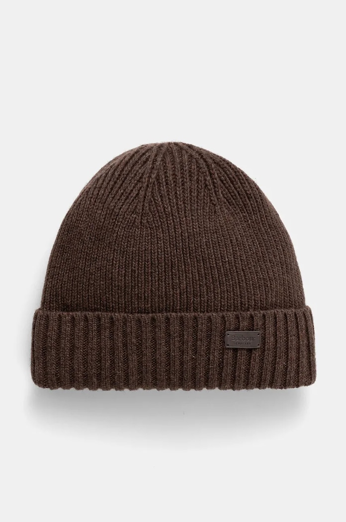 Barbour Czapka beanie męska z wełną Carlton Beanie brązowy MHA0449