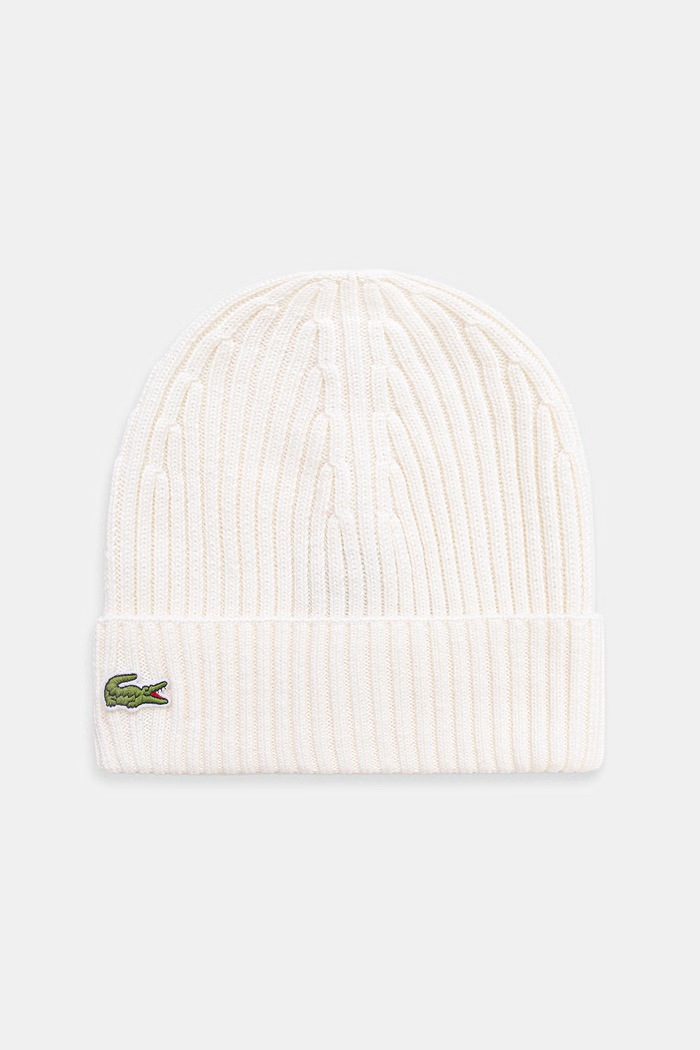 Μάλλινο σκουφί Lacoste απλό μπεζ RB0001