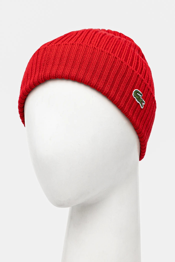 Vlněná čepice Lacoste RB0001 červená AW25