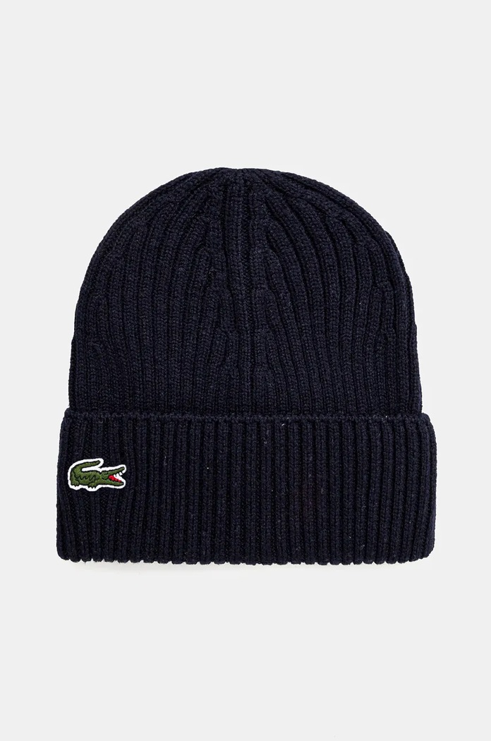 Μάλλινο σκουφί Lacoste μαλλί σκούρο μπλε RB0001